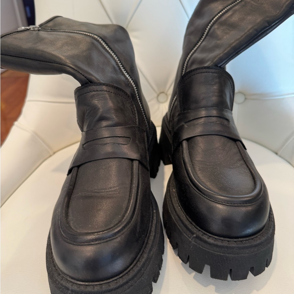 FP Movement by Free People Black Chunky Leather Ankle Boots